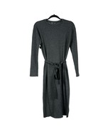 Zara Womens Dress S Green Gray Stretch Tie Long Sleeve Ribbed Modest Swe... - £22.09 GBP
