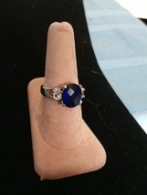 Sterling Silver 925 Midnight Blue Sapphire W/Cubic Zirconia Accent Stones  8 NWT - £65.67 GBP