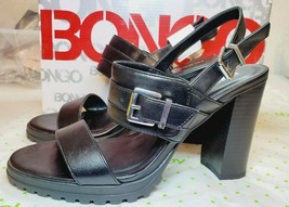 Bongo Scarlett Women&#39;s Sandals Size 8 Medium Black Buckle Sandals 4 Inch... - £28.39 GBP