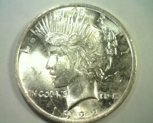 1922 PEACE SILVER DOLLAR COOL LAMINATION ON OBVERSE NICE UNCIRCULATED NICE UNC. - $95.00