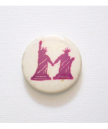 Statue Of Liberty Button Pin Two Pink Statues LGBTQ Pride Womens Rights - £17.90 GBP