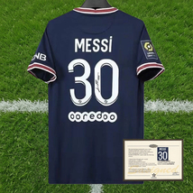 Printed Signed Lionel Messi Paris Saint-Germain 2021-22 Home Shirt Jerse... - $112.69