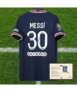 Printed Signed Lionel Messi Paris Saint-Germain 2021-22 Home Shirt Jerse... - $112.69