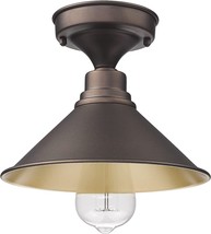 Farmhouse Ceiling Light Fixture Flush Mount Industrial Kitchen Bronze Metal Semi - £35.89 GBP