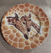 Godinger Plate 1855 Email de Limoges 7 1/2&quot; Two Snuggly Giraffes Signed Fiorilli - £10.06 GBP