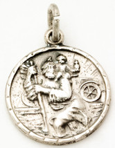 Vintage 1950 Sterling Silver Saint Christopher Be My Guide 3D Medallion Pendant - $19.75