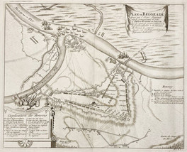 Plan de Belgrade Antique Map Eugene de Savoy Military 1729 - £137.96 GBP