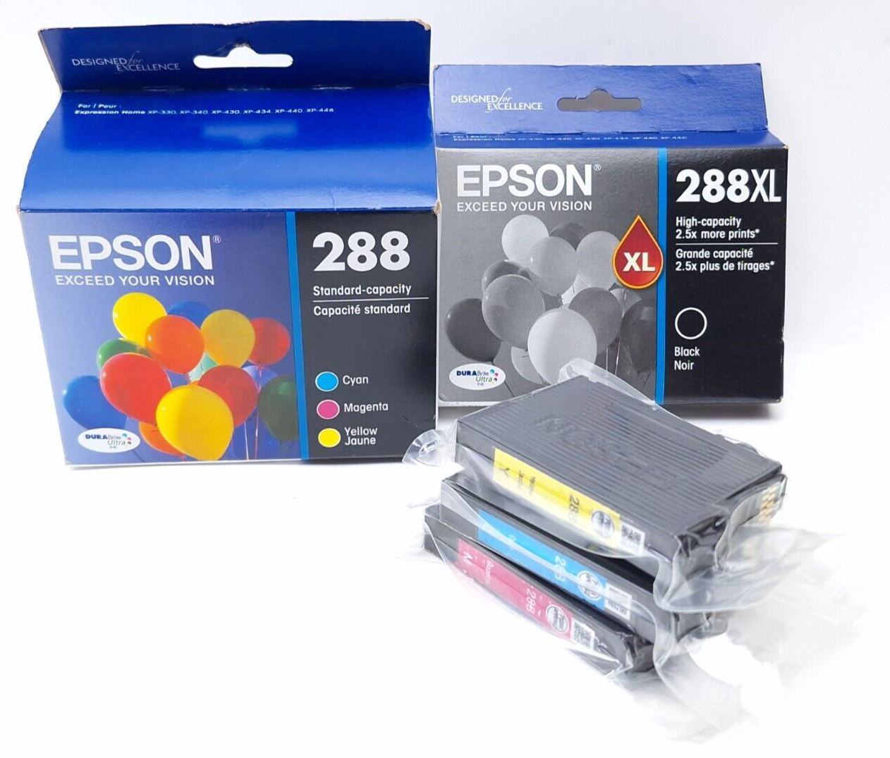 Epson Genuine 288 Ink Set of 4 CMY OEM + 288XL Black + Extra lot NEW - $18.22
