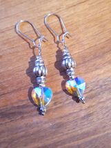 Swarovski Heart clear crystal earrings Victorian earrings silver earring... - $47.88 CAD