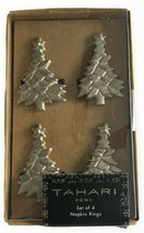 Tahari Home Christmas Tree Shaped Napkin Rings Set Of 4 Holiday Table De... - £28.42 GBP