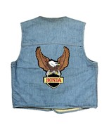 Vintage Sears Honda Jean Vest W/ Eagle Patch Sherpa Lined Button-Up Retr... - £44.28 GBP