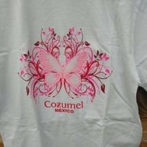 Cozumel Mexico T-shirt White W/Pink Butterfly Souvenir Top New Without T... - £17.34 GBP