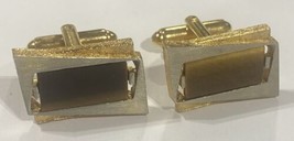 VTG 1960s DANTE GENUINE TIGERS EYE CUFFLINKS - $17.76