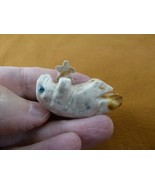 Y-OTT-38 little gray Sea Otter + star Starfish carving stone SOAPSTONE f... - $157.84 MXN