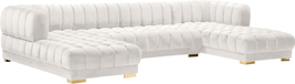 653Cream-Sectional Gwen Collection Modern | Contemporary Velvet Upholstered 3 Pi - £3,132.94 GBP