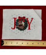 Completed Vtg Cross Stitch Christmas Joy Bear Wreath to Frame Display or... - $20.06 CAD