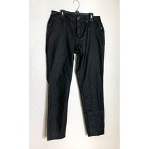 1822 denim Womens Size 12 Black Faux Leather Pants Straight Leg Cf15M1116A1 - $26.72