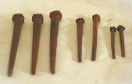 Antique Wrought Iron Square Cut Nails Lot of 7 a - £9.73 GBP