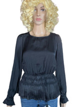 Catherine Malandrino Black Ruffle Long Sleeve Blouse XS - £35.04 GBP