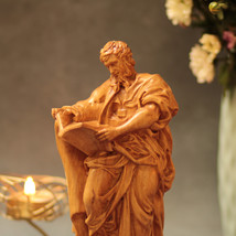 St. Matthew the Apostle Statue Wood Carving Home Decor Jesus Wood Statue - £63.86 GBP