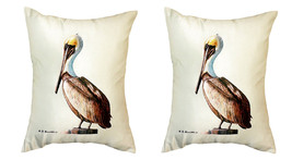 Pair of Betsy Drake Pelican No Cord Pillows 15 Inch X 22 Inch - £63.30 GBP