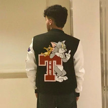 Men&#39;s Bart Simpson Black White Varsity Jacket - $299.00