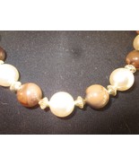 Brown and White Pearl Color With Gold Beads Traditional Necklace Gently ... - £7.91 GBP