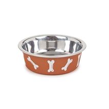 Stainless Steel Dog Bowl Durable Dish Non Skid Bottom Cute Copper Print ... - $14.15+