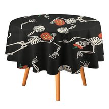 Funny Skull Pumpkin Tablecloth Round Kitchen Dining for Table Cover Deco... - $15.99+