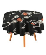 Funny Skull Pumpkin Tablecloth Round Kitchen Dining for Table Cover Deco... - $21.93 CAD+