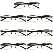 7 Packs Mens Rectangle Half Frame Reading Glasses Blue Light Blocking Re... - $17.59