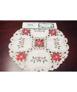 Christmas doily, off white, PAIR OF round 15&quot;, poinsettias square design... - €16,88 EUR