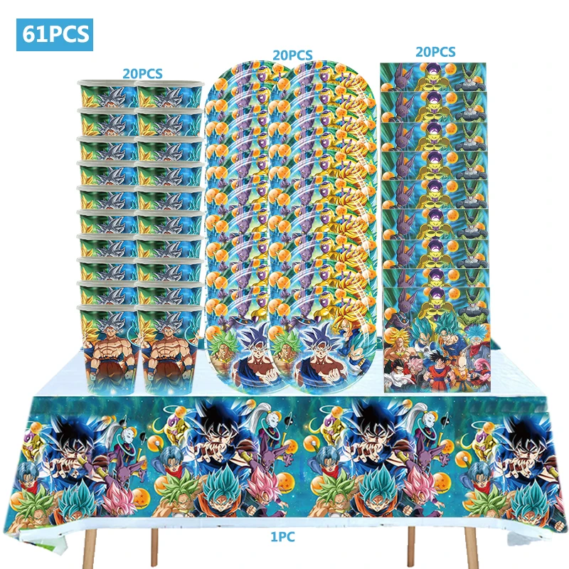 Dragon Ball  Party Decorations Kids Birthday Supplies Tableware Paper Cup Plate - £14.13 GBP+