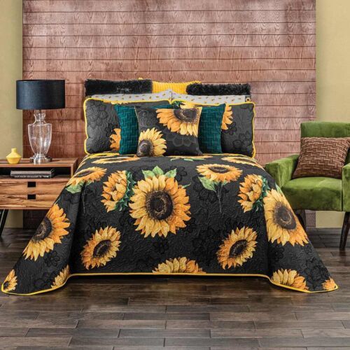 Primary image for AMARELO SUNFLOWER BLACK REVERSIBLE COMFORTER SET AND SHEET SET 8 PCS QUEEN SIZE