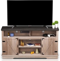 Rüstik Modern Farmhouse Tv Stand, Elegant Gray Base With Rustic Oak, 58 Inch - £155.83 GBP
