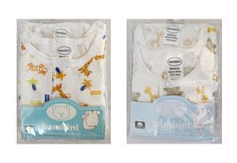 2 Pack Long Sleeve Animals Print Infant Gown w/ Mitten Cuffs Newborn Baby Gowns - £13.30 GBP