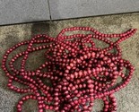 4 Vtg Christmas Tree Garlands, Red Wooden Cranberry Beads Berries 9’ eac... - $34.60