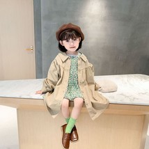 Girls Korean Style Solid Color Lengthened Trench Coat  Girl Fall Clothes Girls A - £71.59 GBP