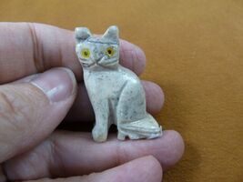(Y-CAT-55-1) gray white KITTY CAT gemstone figurine cats SOAPSTONE PERU ... - €7,66 EUR