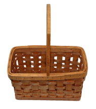 Sturdy Woven Wood 2 Compartment Basket Cutout Heart Design 10 X 5 X 13” Tall - £6.39 GBP