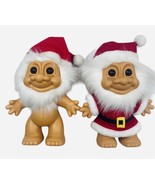 Vintage Russ Troll Santa Claus 8&quot; Christmas Dolls Figurine Set Of 2 - £27.25 GBP