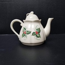Holiday Teapot Handpainted Christmas Ceramic Decorative Teapot Small 2 Cup - £8.70 GBP