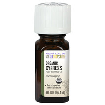 NEW Aura Cacia Organic Essential Oil Cypress 0.25 Fluid Ounce - £8.68 GBP