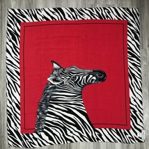 Diane Gilman Scarf Silk Red Black White Zebra Bandana Square Light Weigh... - $17.49