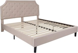 Flash Furniture Brighton King Size Tufted Upholstered Platform Bed In Beige - £307.45 GBP