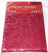 Damask Tablecloth 52 inches X 70 inches rectangle red Holiday Table Clot... - $18.01