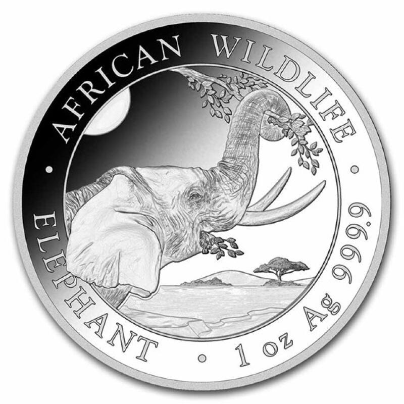 2023 1 oz Somalia Silver Elephant Coin (BU) with Light Spotting - $42.97