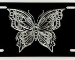 Butterfly Car Tag Diamond Etched Engraved Front License Plate Black Meta... - $22.95