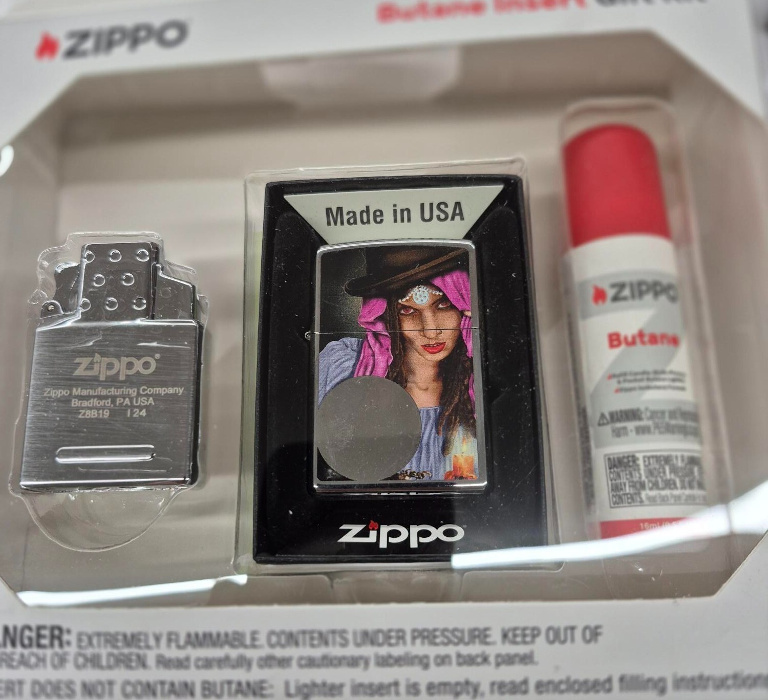 Rare Gypsy  Fortune Teller  Zippo Lighter Gift Kit - $37.95