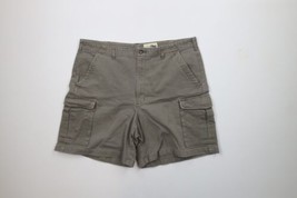 Vintage 90s Eddie Bauer Mens Size 40 Faded Ribbed Above Knee Cargo Shorts Green - £34.30 GBP